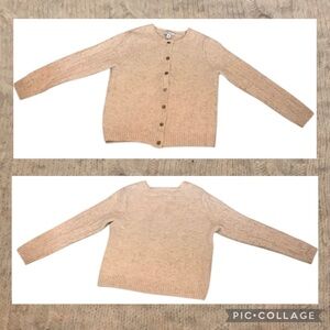 The Tog Shop Wool Cable Knit Cardigan Cream Orange Gray Size PL Petite Large